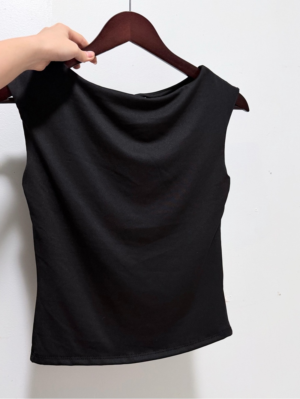 Classic Black Sleeveless Boatneck Top